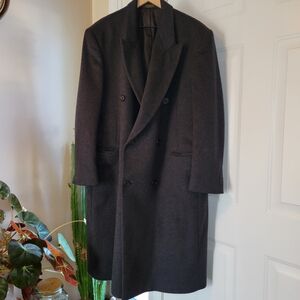 Pierre Cardin Cashmere Blend‎ Double Breasted Notch Lapel Overcoat, Size 42S